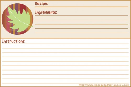 Autumn Breeze Free Recipe Card Templates (Lined) - Messy Vegan Cook