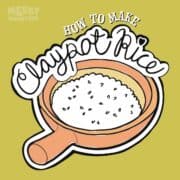 Illustration of claypot rice with text "how to make claypot rice"