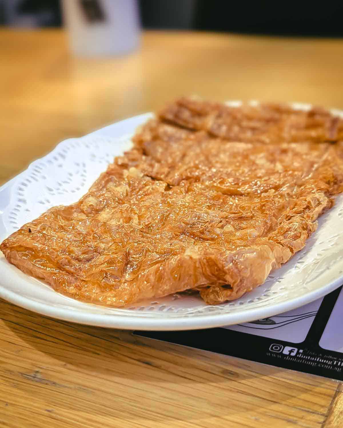 fried sheet of crispy tofu skin