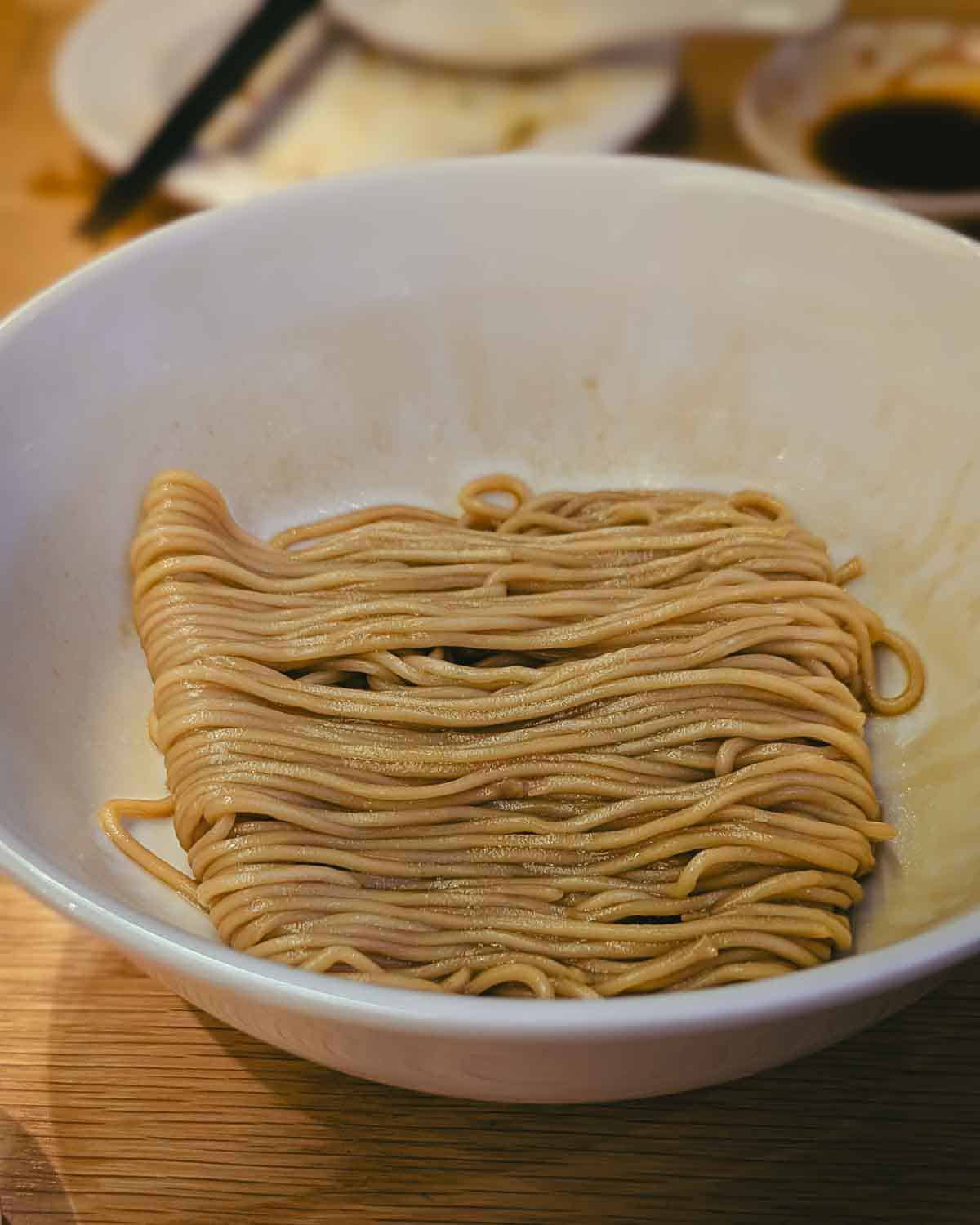 bowl of carefully folded noodles