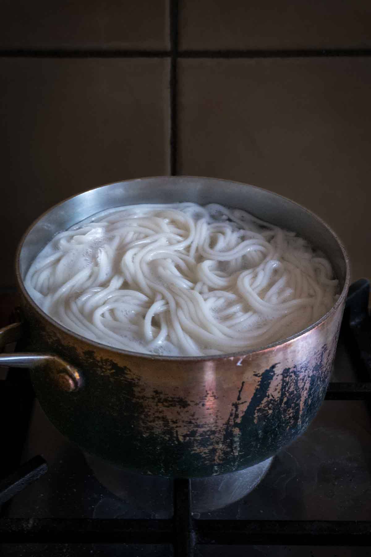 pot of noodles boiling