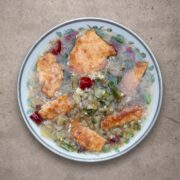 Suan cai yu with pickled mustard greens and vegan salmon